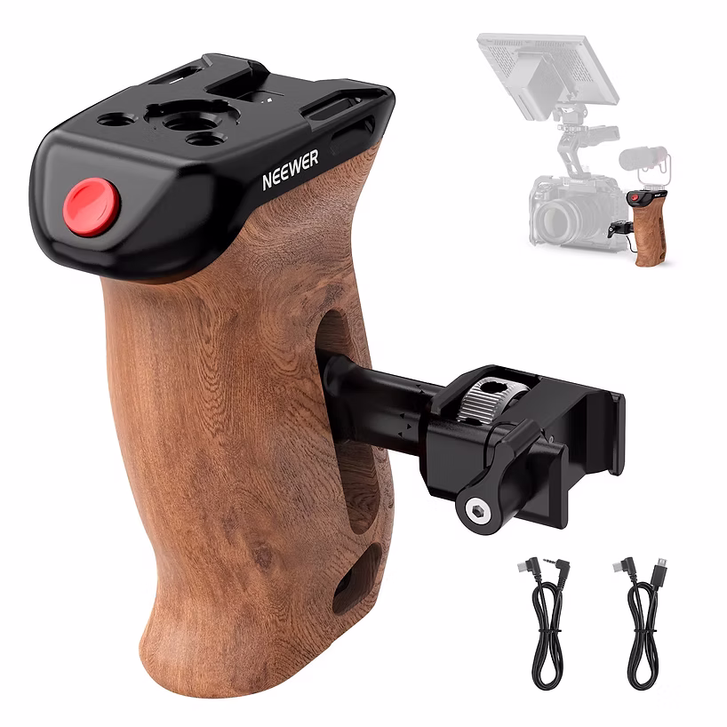 Wooden Side Handle with Record Start/Stop Remote Trigger